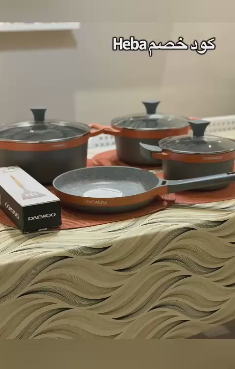 Daewoo H Series 7 Pcs Granite Cooking Set 28, 24, 20 cm Pot, 26 cm Pan