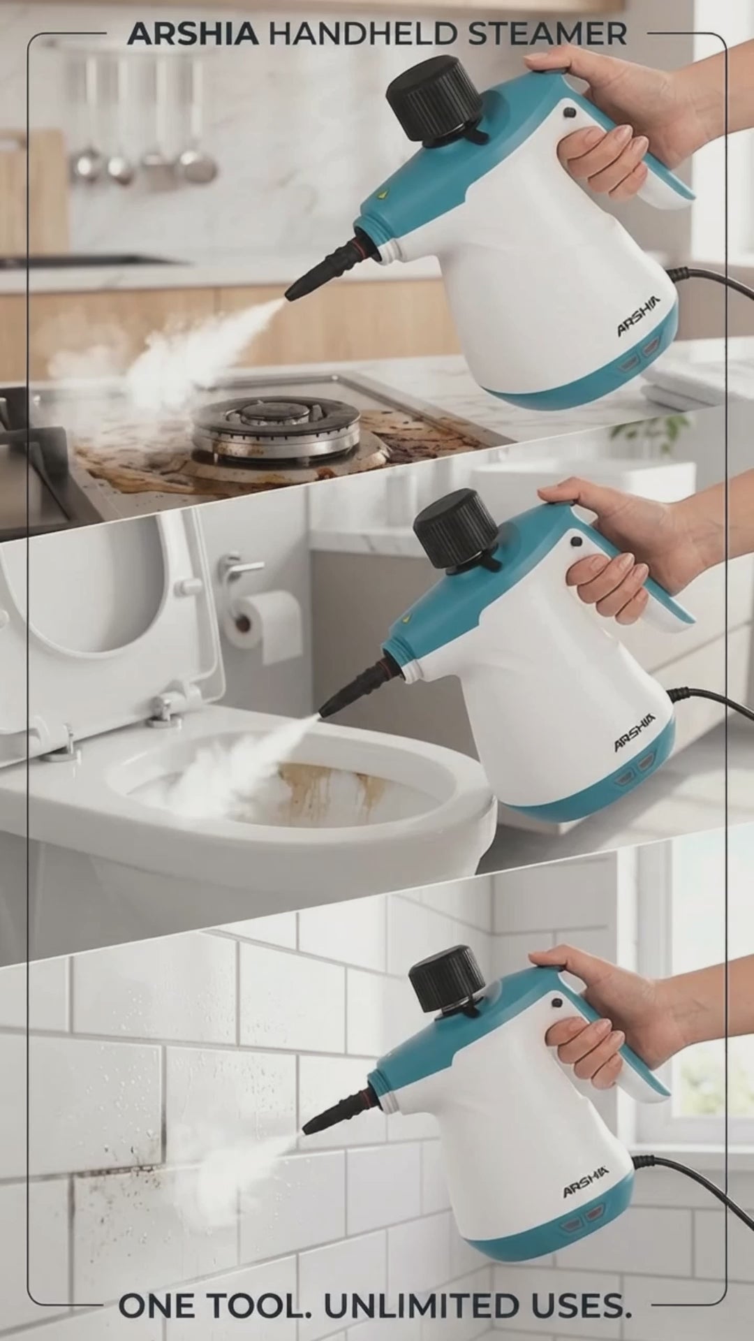 Arshia 6-in-1 Handheld Steam Cleaner Multifunctional Cleaning Machine, Quickly and Efficiently Completes Cleaning Tasks for Cleaning