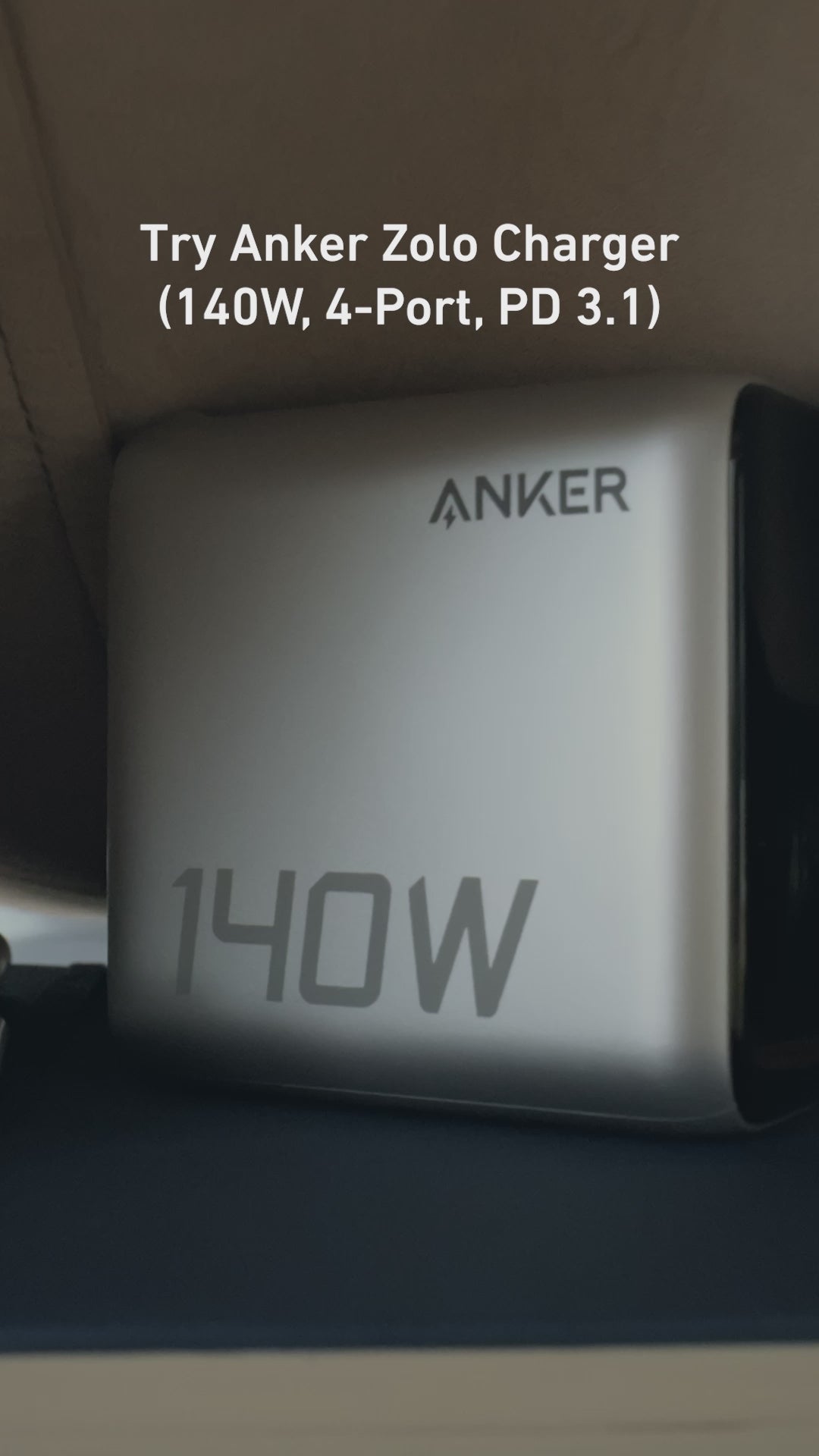 Anker 140W 4-Port PD 3.1 GaN Charger with USB-C Cable – Smart Display Fast Charger