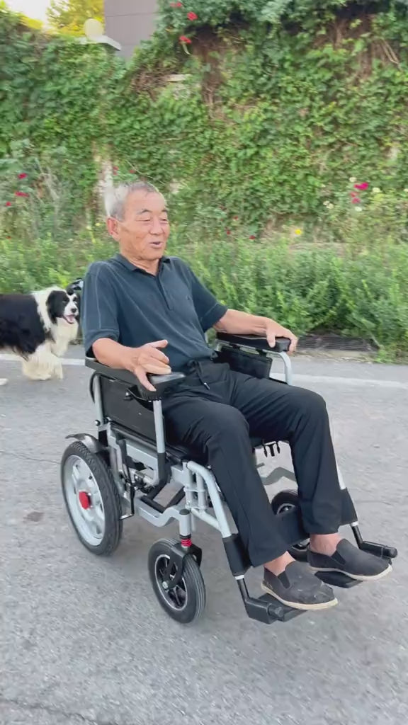 Foldable & Rechargeable Electric Wheelchair with Aluminium Wheels & Stainless Steel Frame