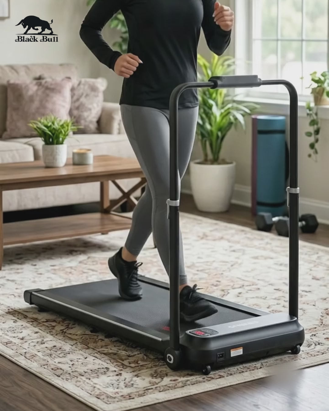 Black Bull Folding Treadmill with Bluetooth & App | 2HP Peak Motor, 1–10 km/h, 120kg Capacity