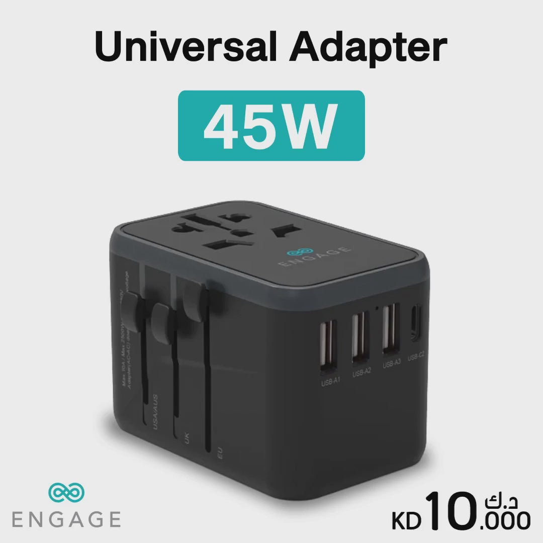 Engage, Universal Power Adapter/Charger (45W) with Dual PD Ports