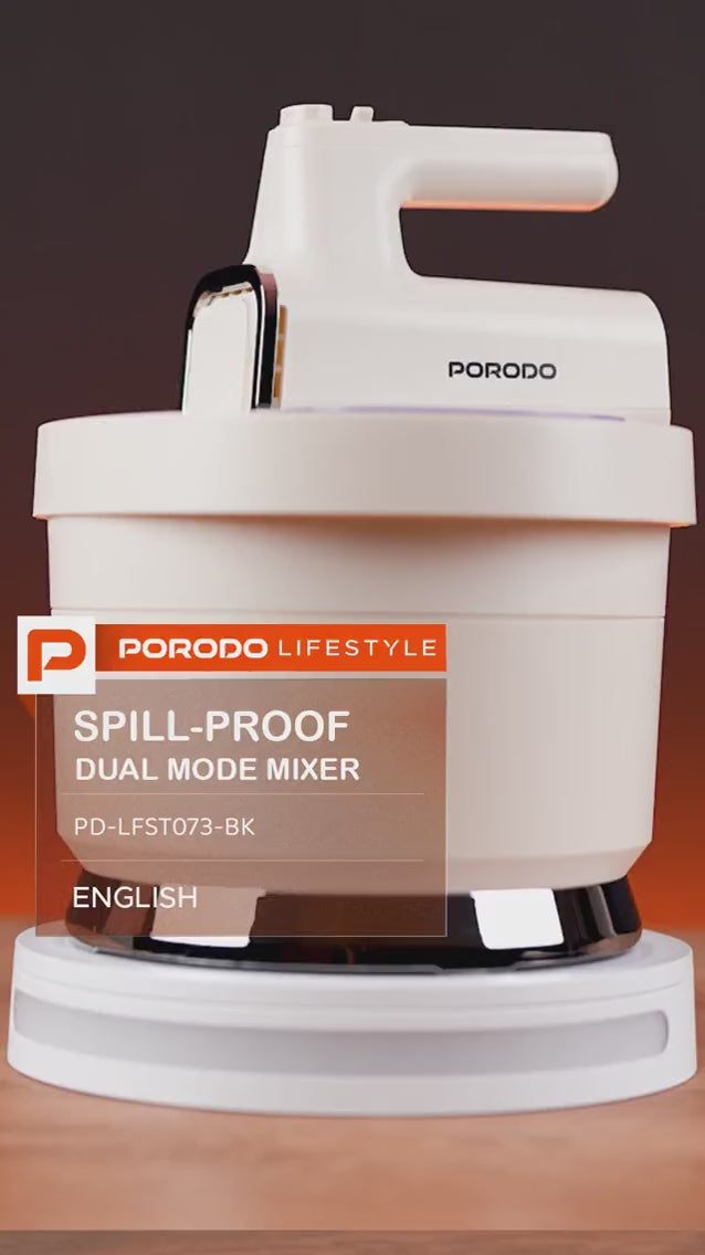 Porodo Lifestyle Spill-Proof Dual Mode Mixer - White/Silver
