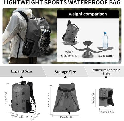 Naturehike Far Mountain Lightweight Shoulder Waterproof Bag - Graphite Black (25L)