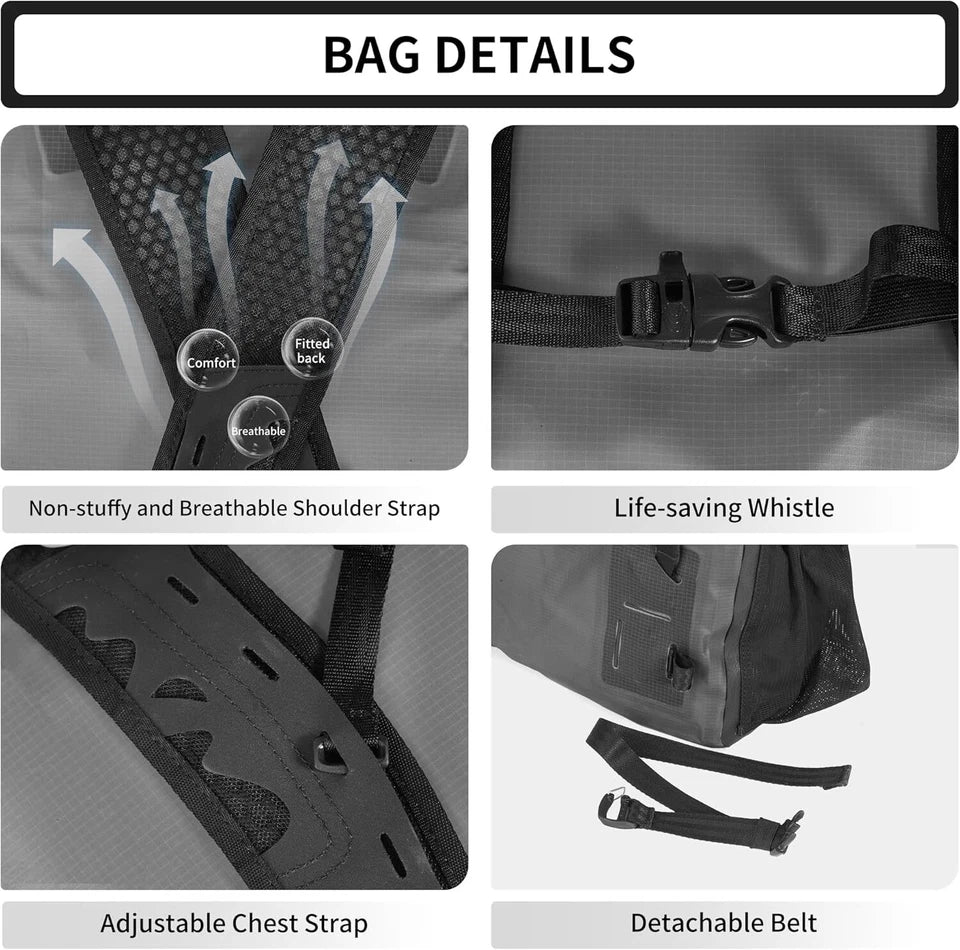 Naturehike Far Mountain Lightweight Shoulder Waterproof Bag - Graphite Black (25L)