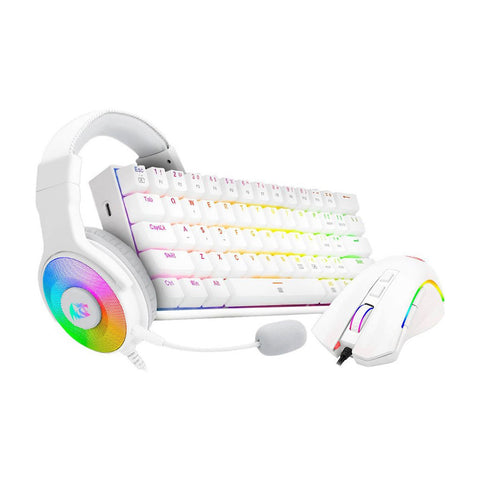 Redragon S129W, 3in1 Gaming Mouse, Headset and Keyboard Combo - White