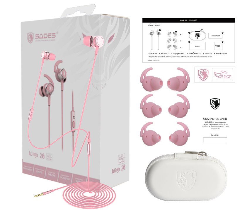 Sades Gaming Earphones Wings 20 - Pink - Level UpSades6974828470304