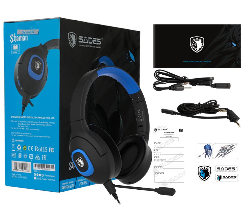 Sades Shaman Gaming Headset - Blue - Level UpSadesHeadset6956766941306