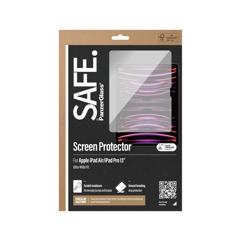 PanzerGlass SAFE95859, Screen Protector for iPad Pro 12.9-inch (2024) and iPad Air Ultra-Wide Fit
