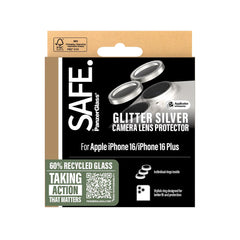 SAFE. by PanzerGlass® Camera Lens Protector Glitter Silver iPhone 16 | 16 Plus