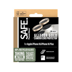 SAFE. by PanzerGlass® Camera Lens Protector Glitter Gold iPhone 16 | 16 Plus