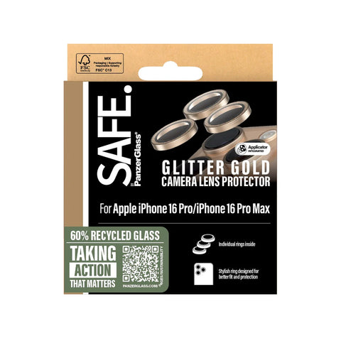 PanzerGlass® SAFE95895, Camera Lens Protector Glitter Gold iPhone 16 Pro | 16 Pro Max