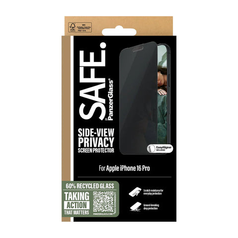 PanzerGlass® SAFEP95876, Privacy Screen Protector iPhone 16 Pro | Ultra-Wide Fit