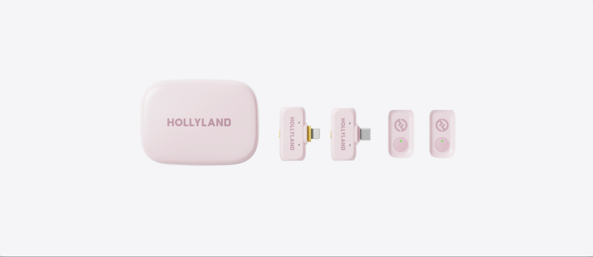 Hollyland LARK A1 Combo 2-Person Wireless Microphone System with USB-C and Lightning – Cloud Pink