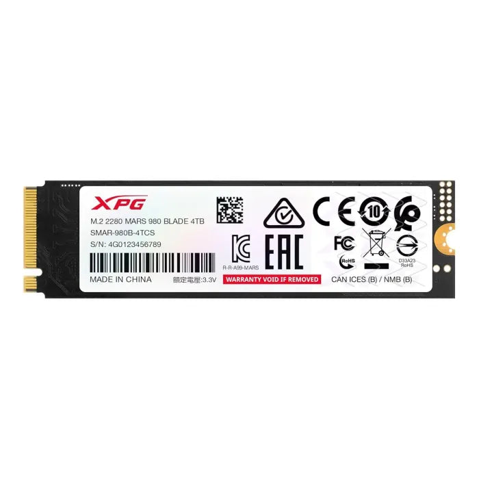 XPG MARS 980 BLADE 4TB PCIe Gen5 x4 M.2 Read 14,000MB/s Write 13,000MB/s 2280 Solid State Drive