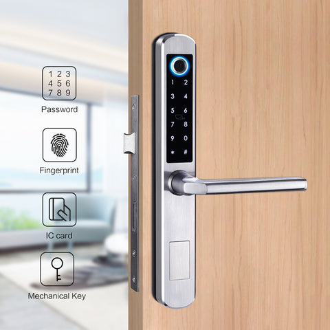 غوبيتا، قفل ذكي TTLock بمعيار IP65 للأبواب الألومنيوم مع بصمة الإصبع وبطاقة والتحكم عبر تطبيق Wi-Fi