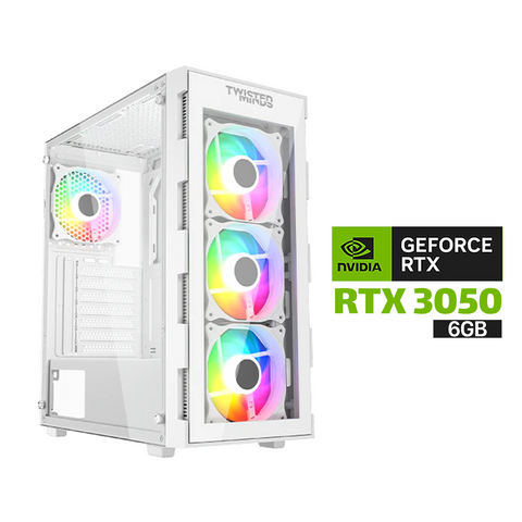 Gaming PC i5-12400F CPU, H610 DDR4 Motherboard, 16GB DDR4 RAM, 1TB NVMe SSD, 650 WATT PSU, RTX 3050 6GB VGA, Twisted Minds Titan Mid-Tower Case white With 4x RGB Fans, USB Wi-Fi Adapter, Windows 11 Pro License