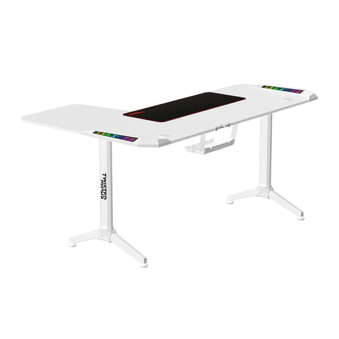 Twisted Minds TM-Y-RW-RGB, WARRIOR L Shaped Right Gaming Desk RGB - White