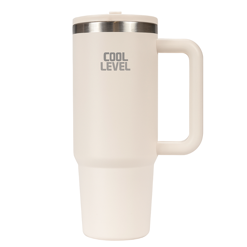 Cool Level, Steel Mug With External Straw, 900ml