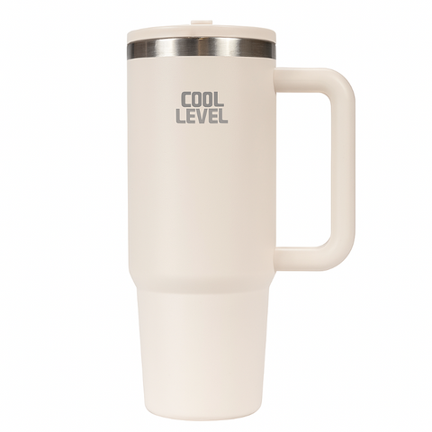 Cool Level, Steel Mug With External Straw, 900ml