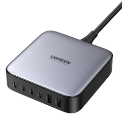 شاحن UGREEN Nexode السريع لسطح المكتب من GaN بستة منافذ، بقوة 200 واط، المملكة المتحدة (رمادي فضائي)