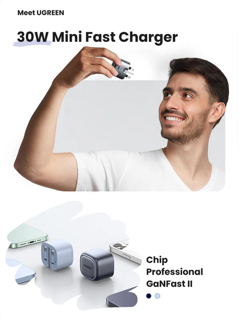 UGREEN 25114, Nexode 30W USB-C PD GaN Fast Charger UK - Space Gray