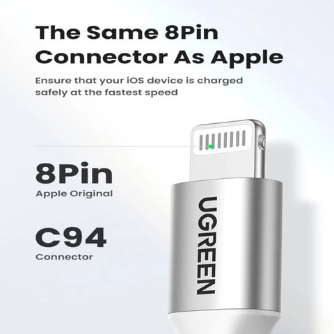 UGREEN 70525 USB-C to Lightning Cable Braided 2m (Silver) US304