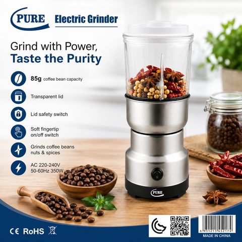 PURE 2-in-1 Electric Kitchen Grinder for Coffee, Nuts, Grains & Spices – 350 W