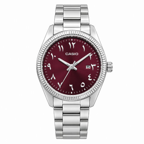 Casio Burgundy Arabic Numeral Custom Ladies Watch LTP-1302-4A