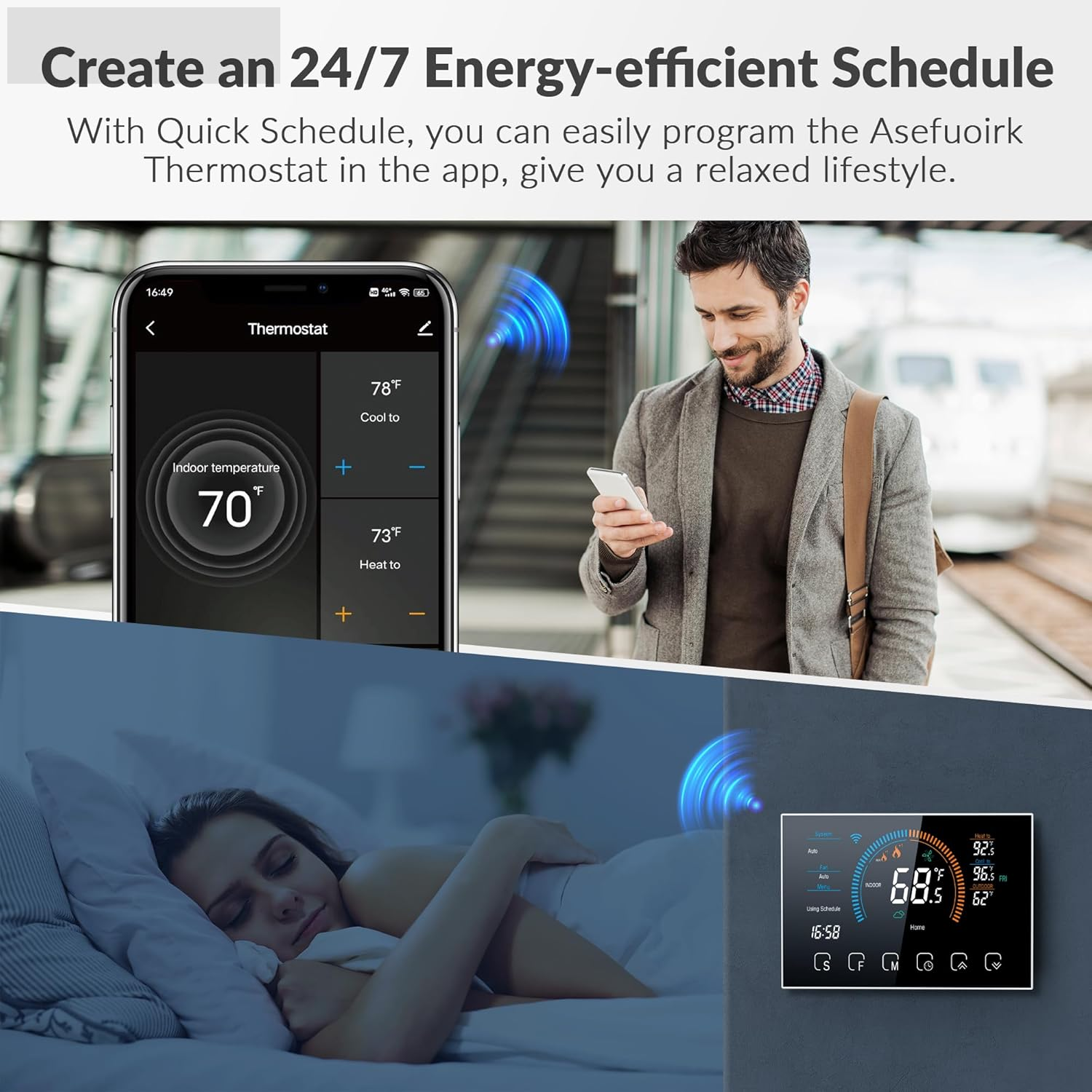Gopeta, Smart Wifi Thermostat for Home, 4.8" Touch Screen