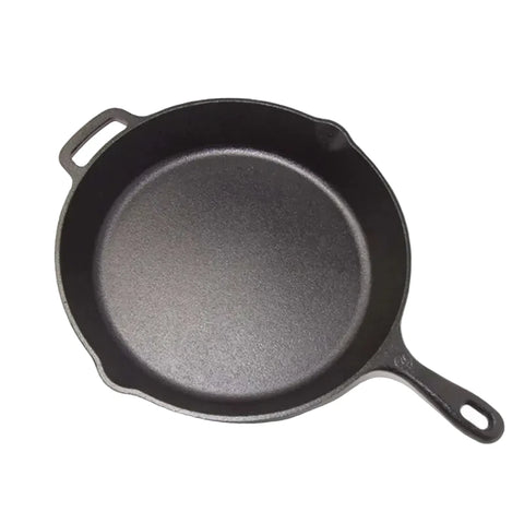 Westinghouse 12-Inch Pre-Seasoned Cast Iron Skillet with Helper Handle and Pour Spouts – Black