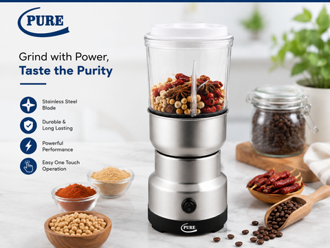 PURE 2-in-1 Electric Kitchen Grinder for Coffee, Nuts, Grains & Spices – 350 W