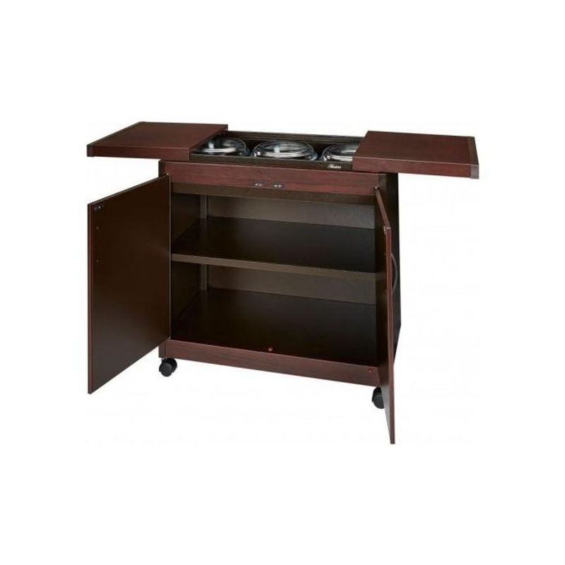 Wansa 3DTSLDB Food Warmer Trolley with Mahogany Finish – 3 Plates