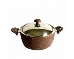 Saflon 26 cm Granite Nonstick Pot with Steel Lid – Heavy-Duty Aluminum, Dishwasher Safe, Made in Turkey