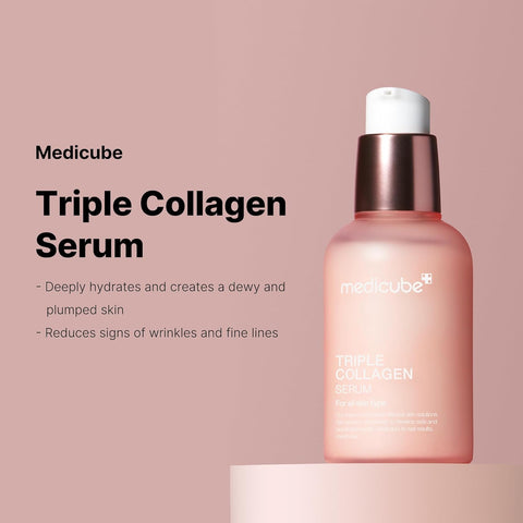 Medicube Triple Collagen Serum 1.85 fl.oz - Nourish dull skin with Triple Collagen Complex - A lightweight serum with Niacinamide and Hyaluronic Acid - Korean Skincare