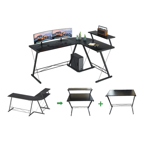 Gameon 3 in 1 L-Shaped Slayer II XL Series Gaming Desk - (150x112x74cm) - Table Top (100x48cm + 60x48cm)